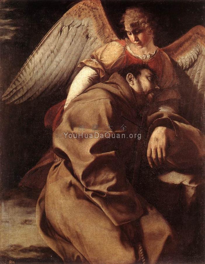 St Francis Supported by an Angel - 奥拉齐奥·杰特斯基